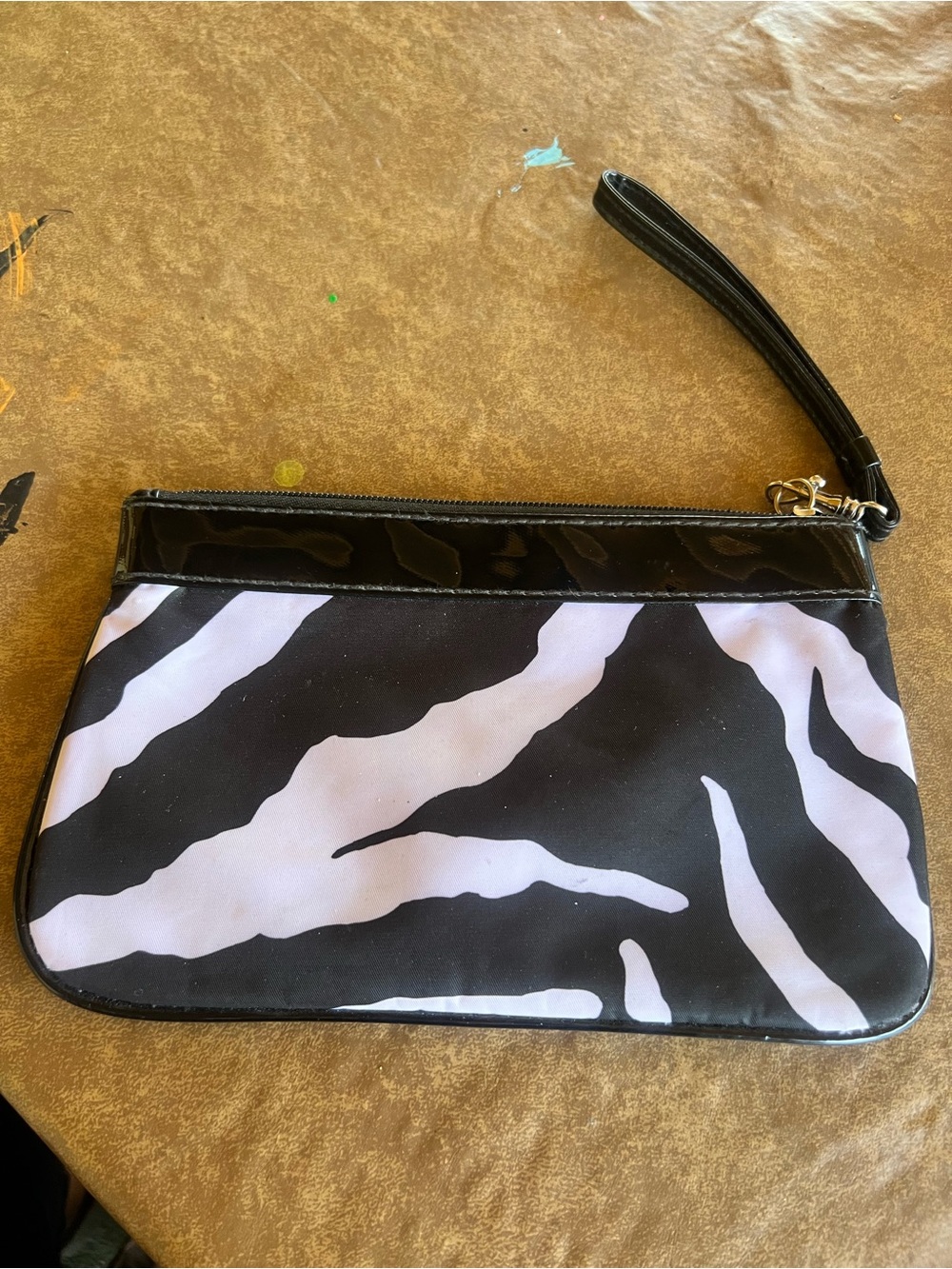 Modella Black Cosmetic Pouch with Hot Pink Interior